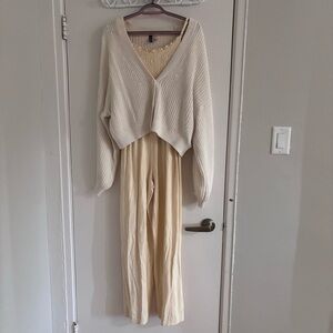 Cream Linen Jumpsuit